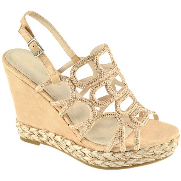 Alpargata Cuña Yute Brillantes Strass Azarey