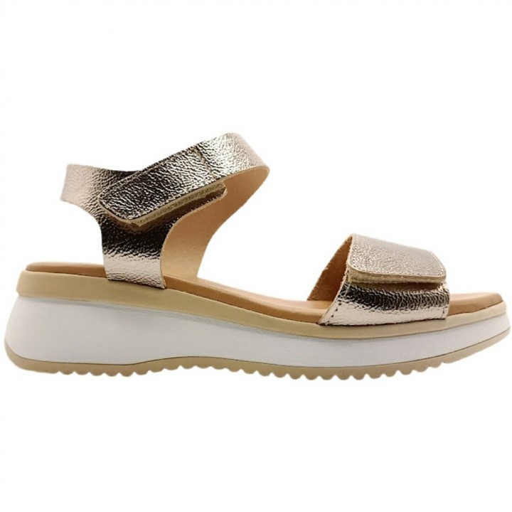 Sandalias Soft Piel Velcros Cuña Mujer