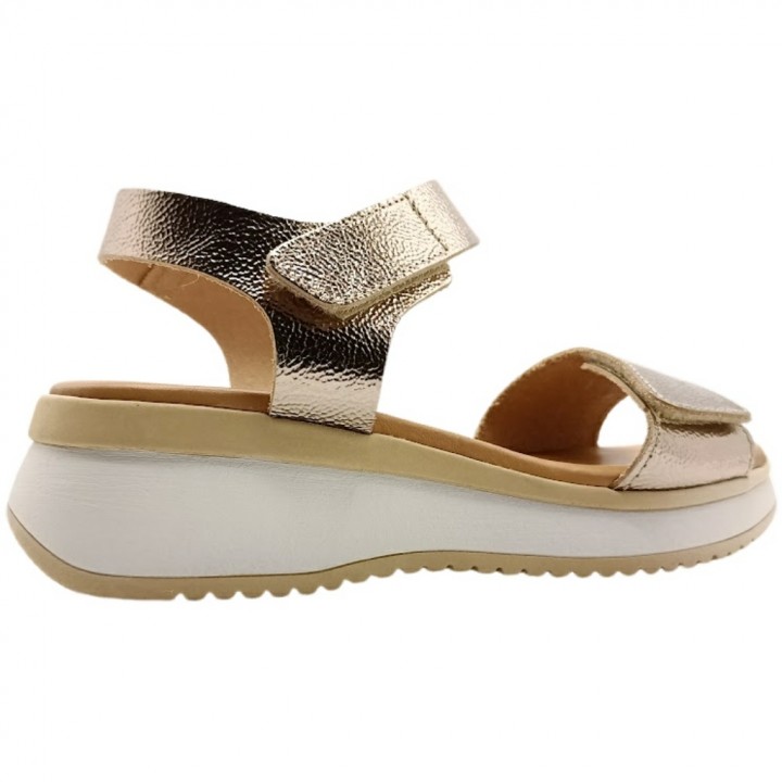 Sandalias Soft Piel Velcros Cuña Mujer