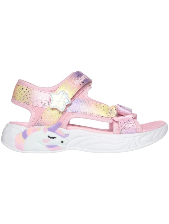 Sandalias Velcro Luz Glitter Unicornio Skechers