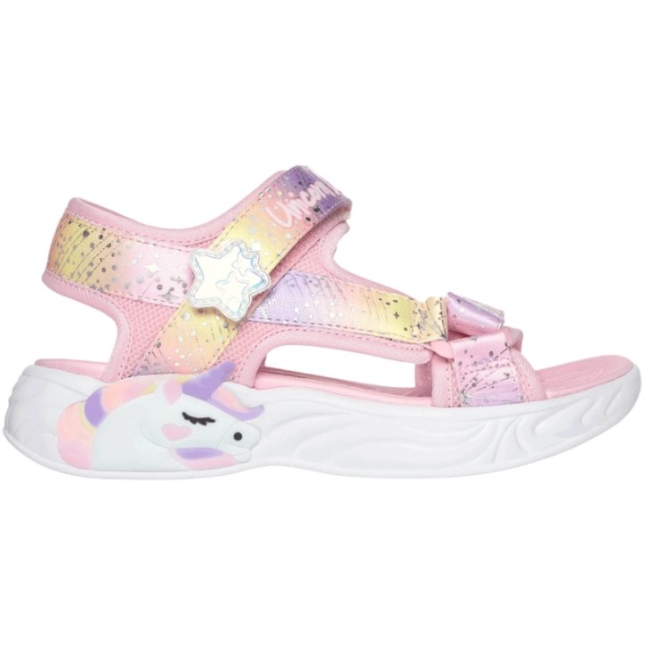 Sandalias Velcro Luz Glitter Unicornio Skechers