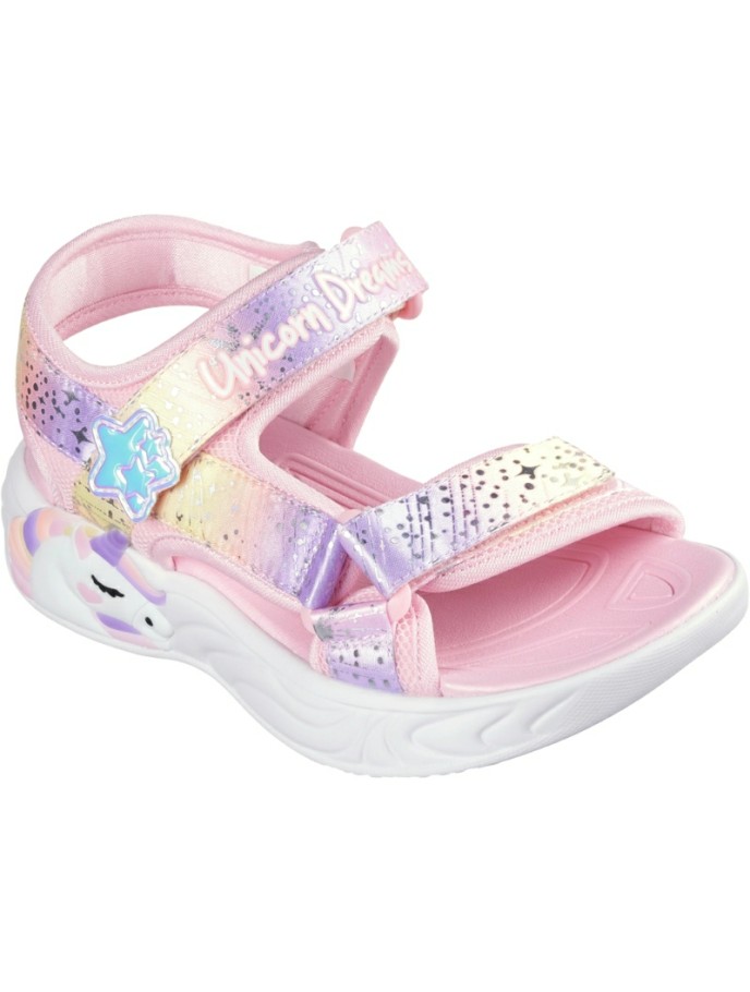 Sandalias Velcro Luz Glitter Unicornio Skechers