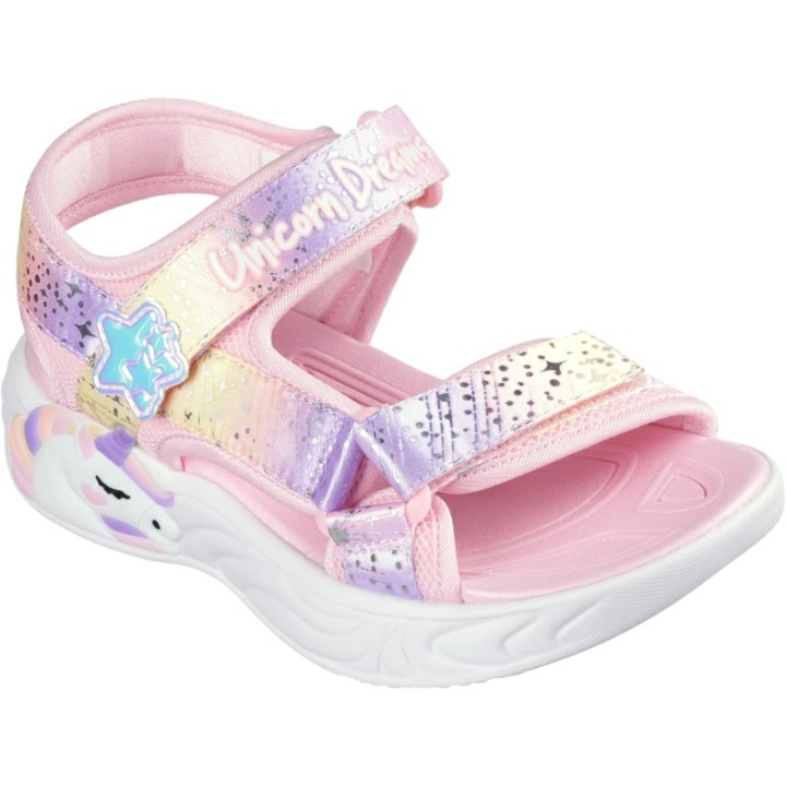 Sandalias Velcro Luz Glitter Unicornio Skechers