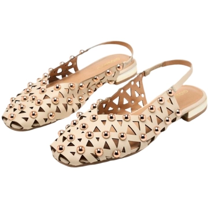 Bailarina Mules Tachas Piel Picada GIOSEPPO