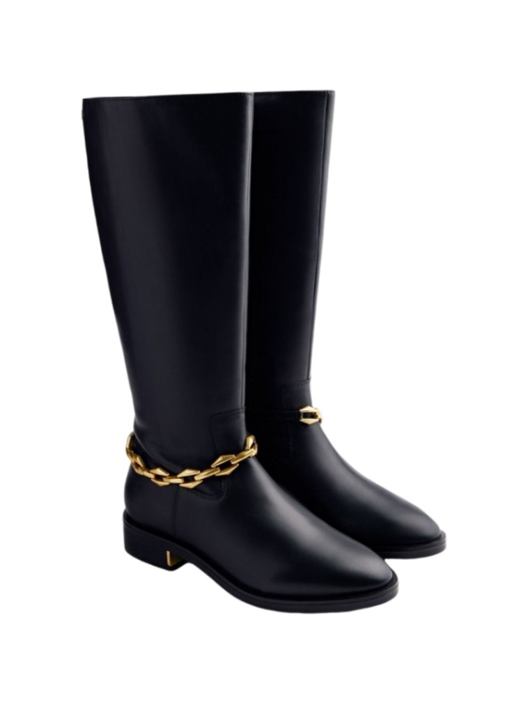 Botas Altas de Piel con tacón y cadena GIOSEPPO 2