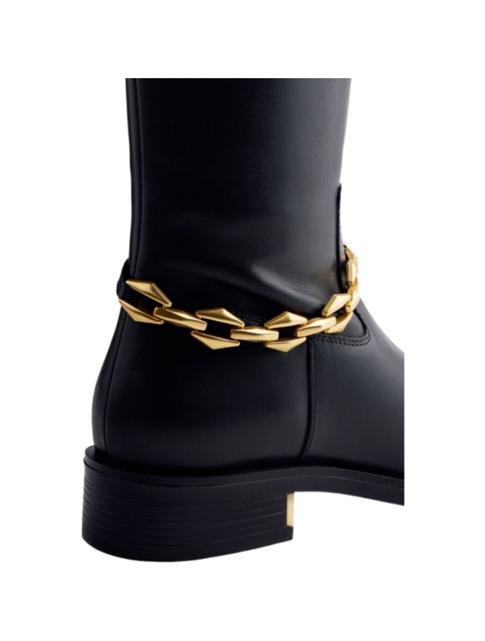 Botas Altas de Piel con tacón y cadena GIOSEPPO
