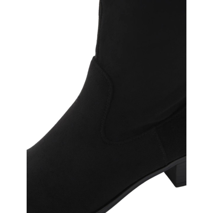 Botín Serraje Elástico con Tacón Bajo Nyrex