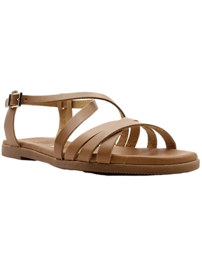 Sandalia de Piel Tiras Trenzado Acolchada