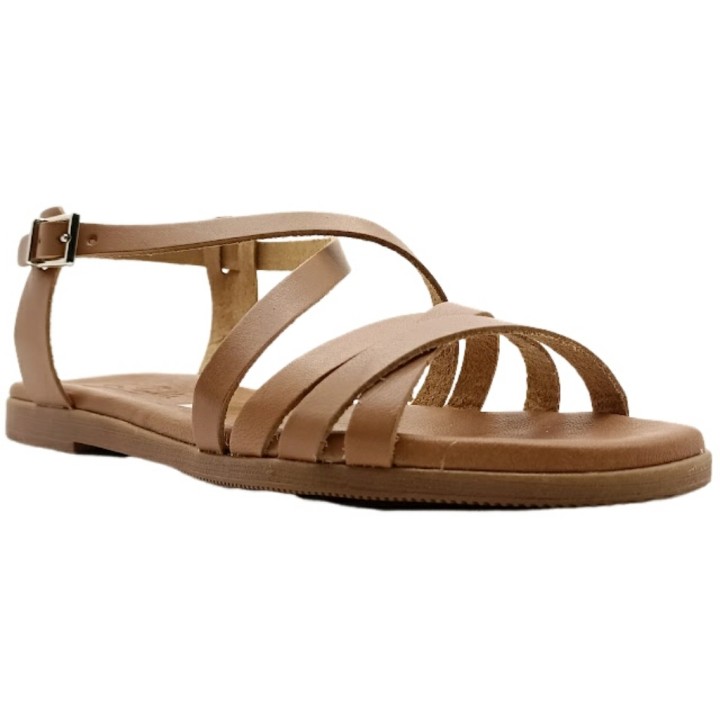 Sandalia de Piel Tiras Trenzado Acolchada