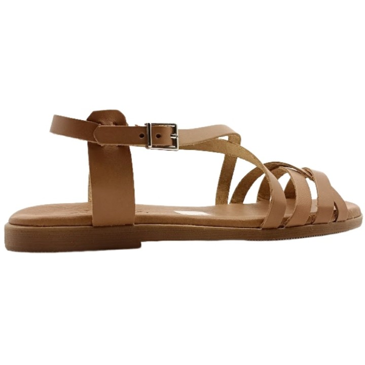 Sandalia de Piel Tiras Trenzado Acolchada