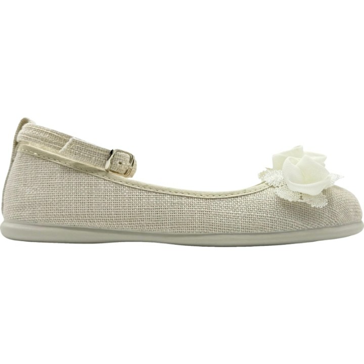 Bailarinas de Lino con pulsera y flor De Pablos