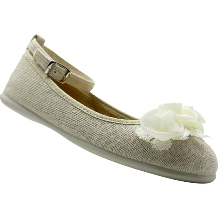 Bailarinas de Lino con pulsera y flor De Pablos