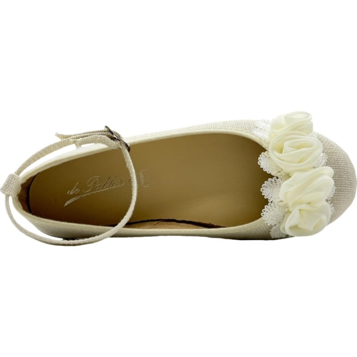 Bailarinas de Lino con pulsera y flor De Pablos