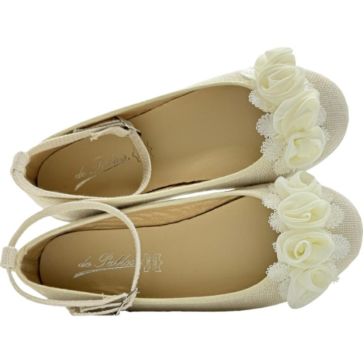 Bailarinas de Lino con pulsera y flor De Pablos