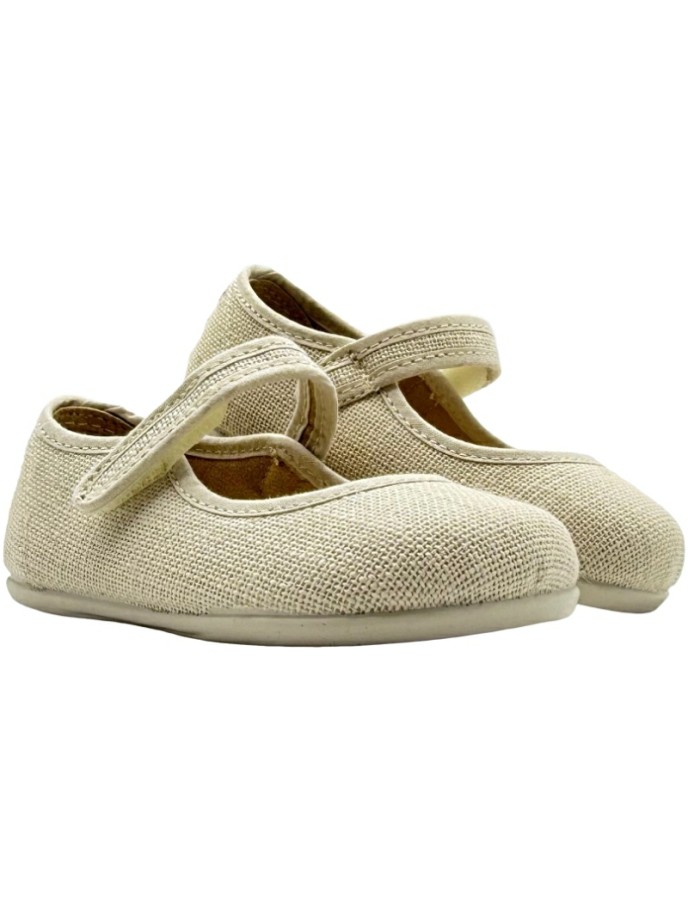 Merceditas de niña Barefoot Lino Velcro DePablos