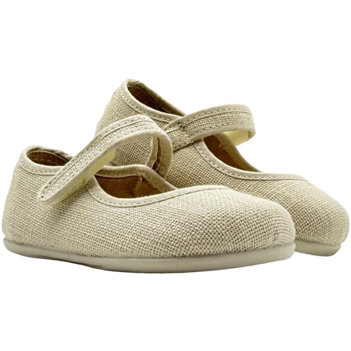 Merceditas de niña Barefoot Lino Velcro DePablos