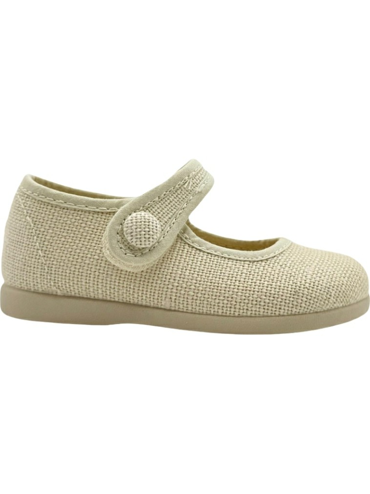 Merceditas de lino con velcro para niña De Pablos