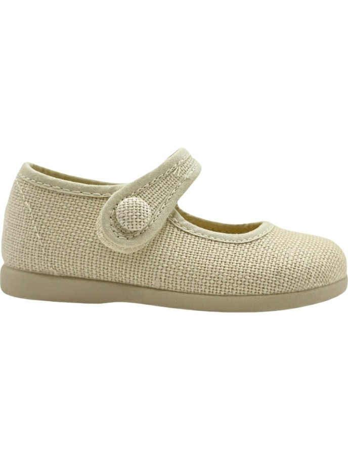 Merceditas de lino con velcro para niña De Pablos
