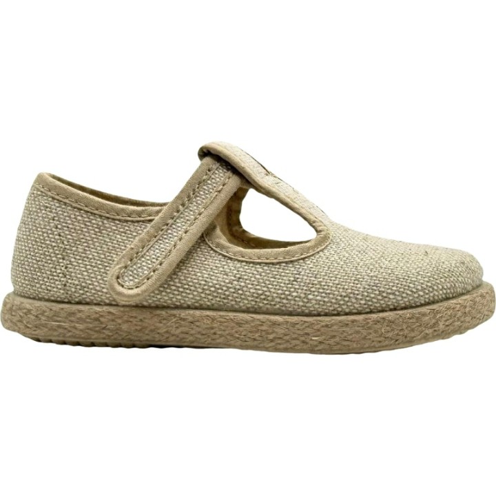 Sandalia pepito de lino con velcro Tokolate
