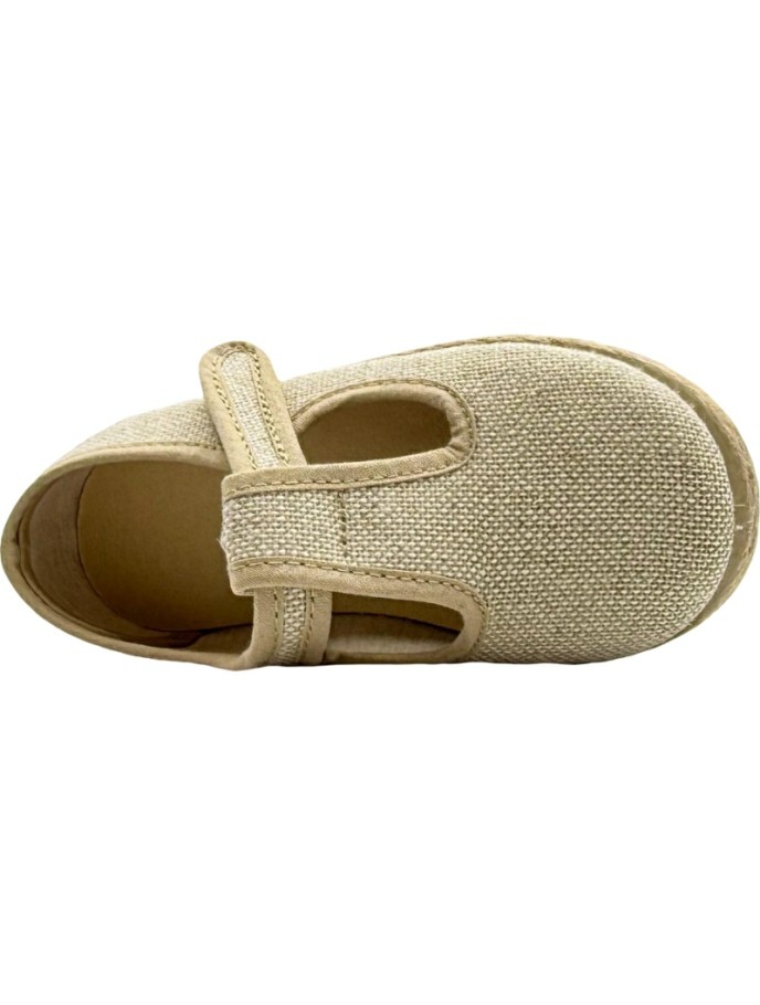 Sandalia pepito de lino con velcro Tokolate