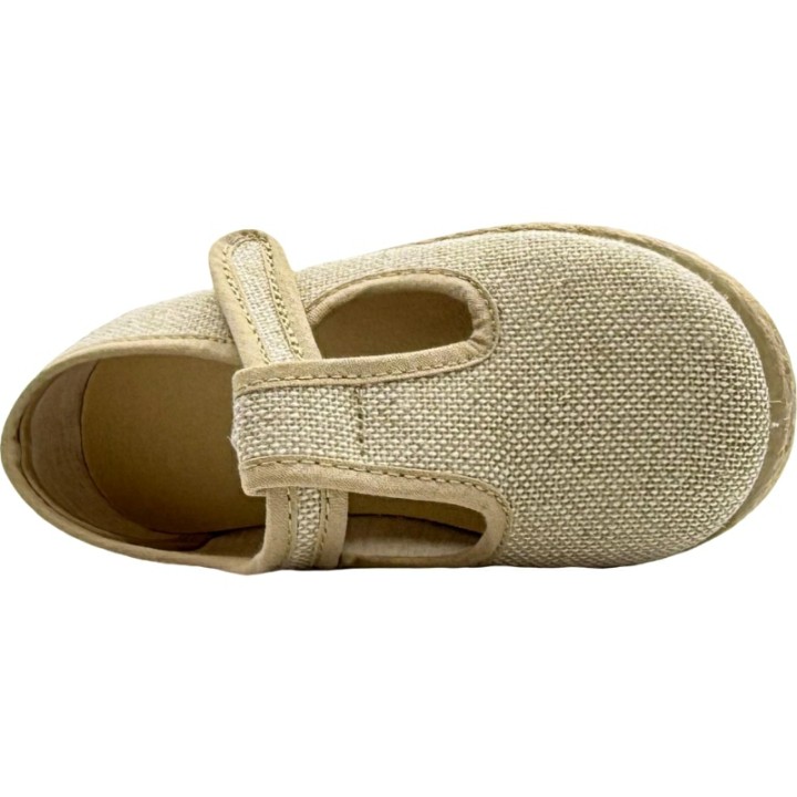 Sandalia pepito de lino con velcro Tokolate