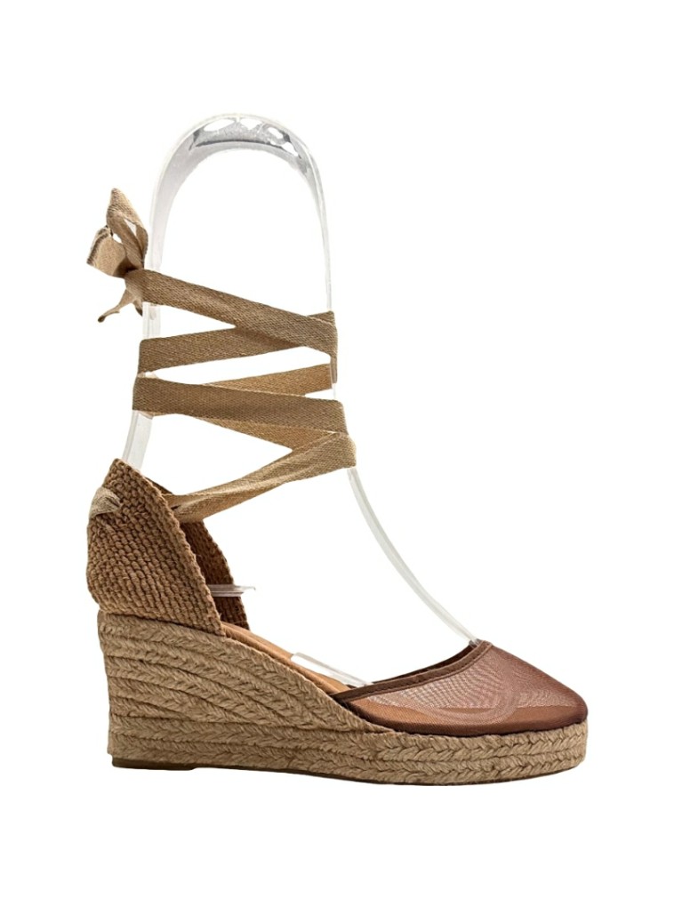 Alpargatas con cintas cuña rejilla nylon De Pablos