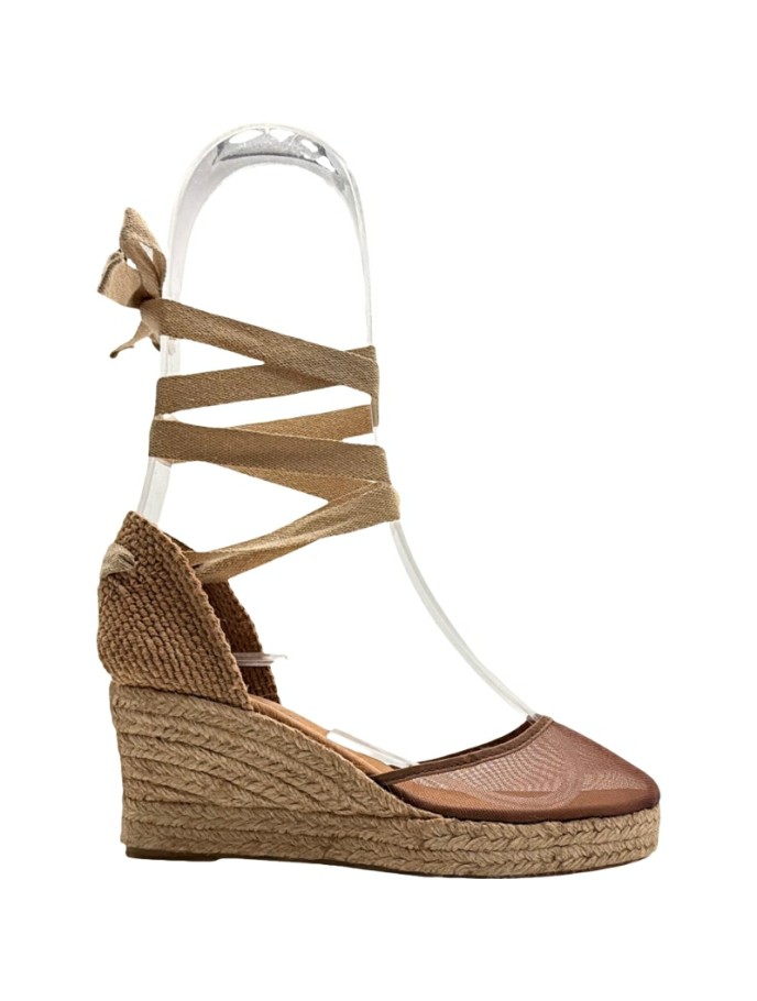 Alpargatas con cintas cuña rejilla nylon De Pablos