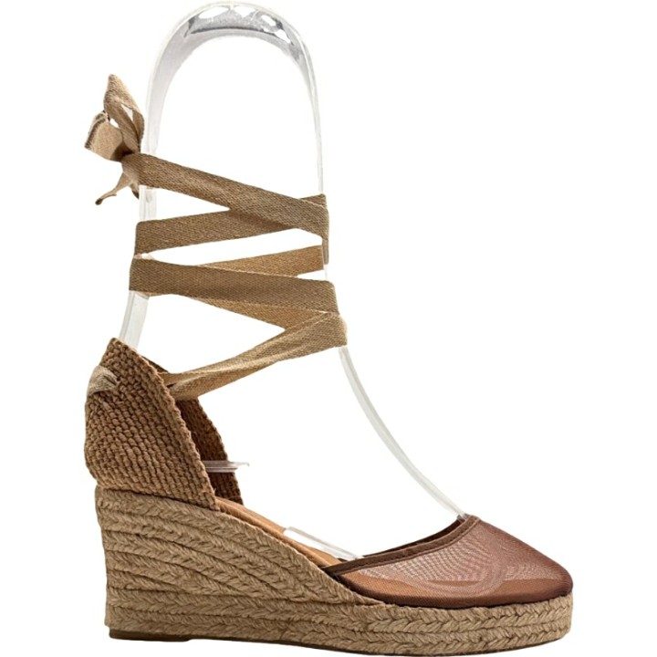 Alpargatas con cintas cuña rejilla nylon De Pablos
