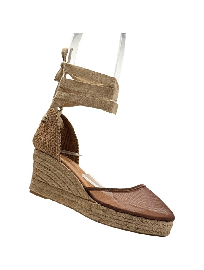 Alpargatas con cintas cuña rejilla nylon De Pablos