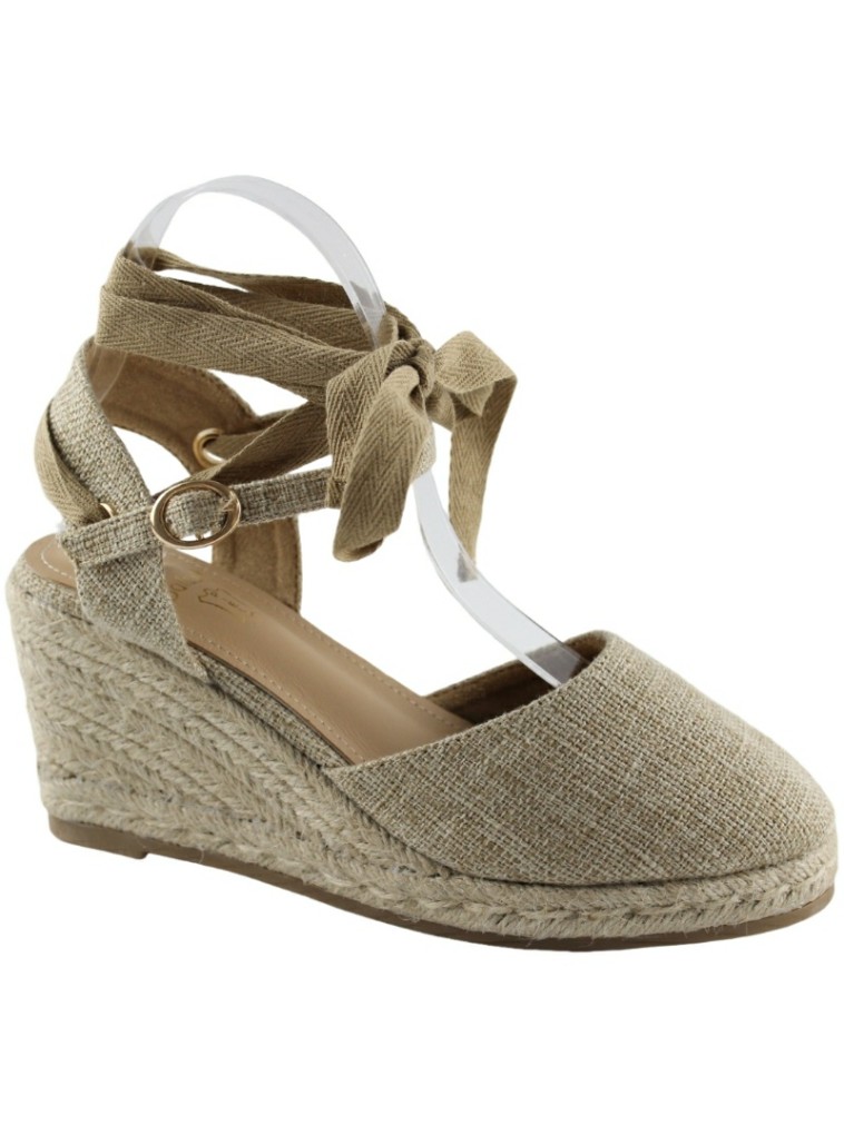 Alpargatas de cintas con cuña de yute Davinia