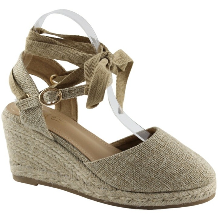 Alpargatas de cintas con cuña de yute Davinia