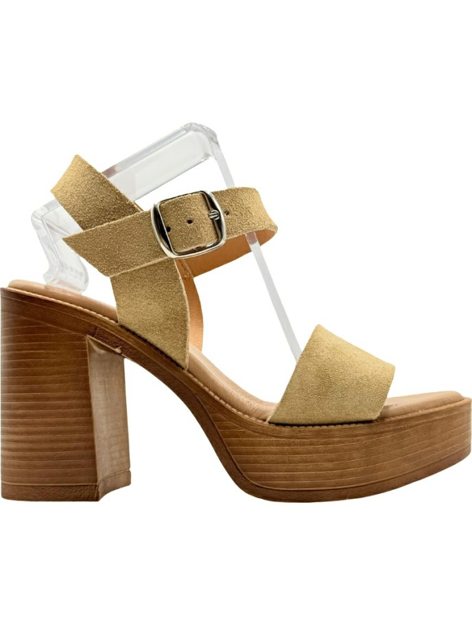 Sandalias de Tacón en Madera Serraje De Pablos