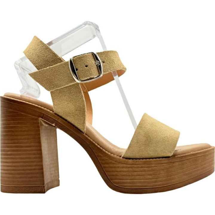 Sandalias de Tacón en Madera Serraje De Pablos