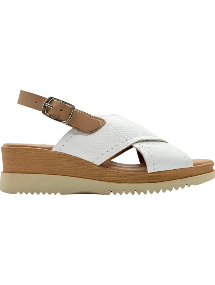 Sandalias de cuña baja piel cruzada De Pablos