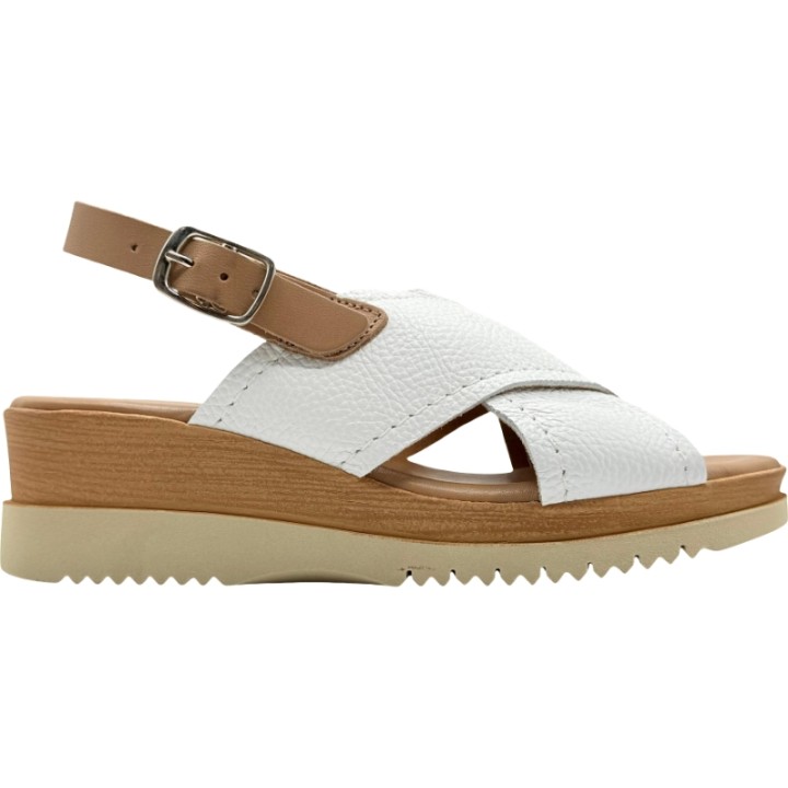 Sandalias de cuña baja piel cruzada De Pablos