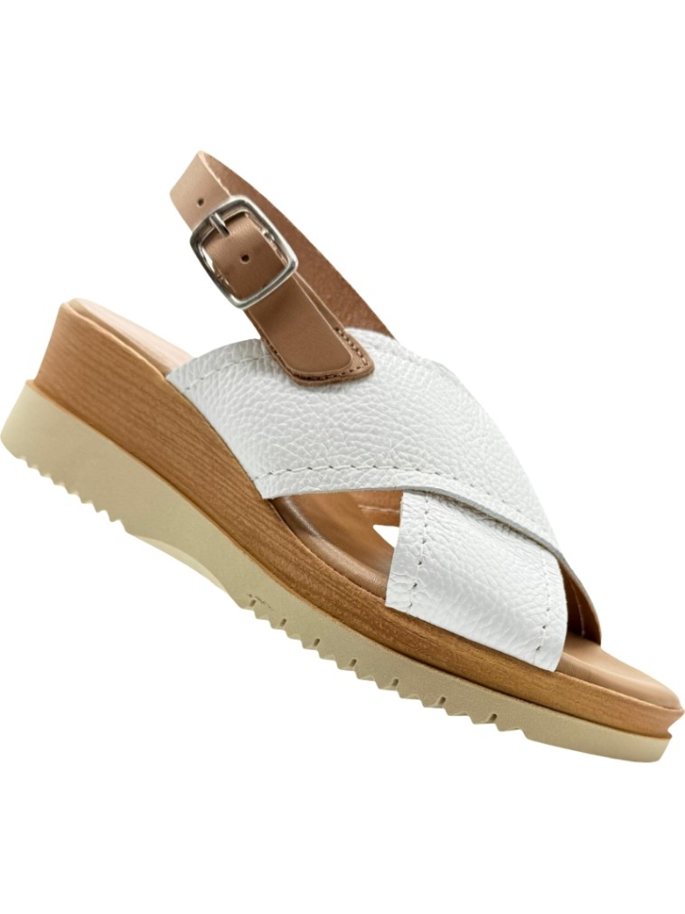 Sandalias de cuña baja piel cruzada De Pablos 2