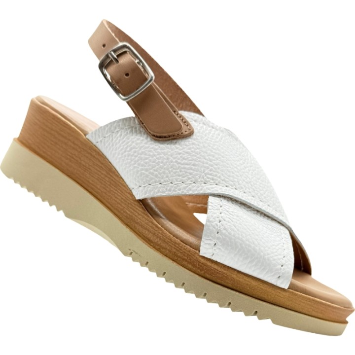 Sandalias de cuña baja piel cruzada De Pablos