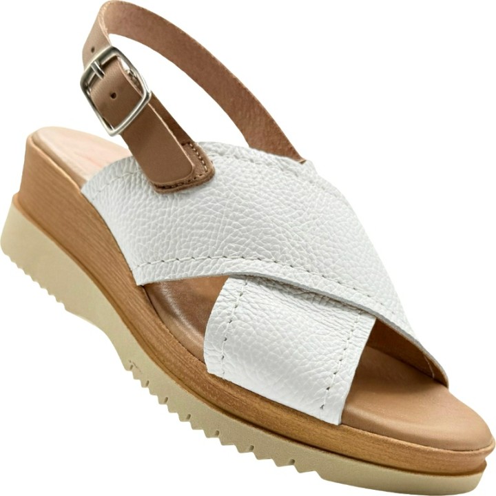 Sandalias de cuña baja piel cruzada De Pablos
