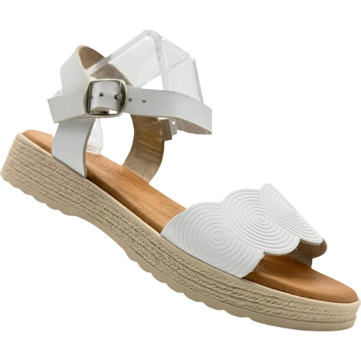Sandalias de Piel con plataforma y banda de ondas