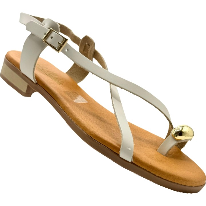 Sandalias de Piel Adorno dedo Cruzada De Pablos