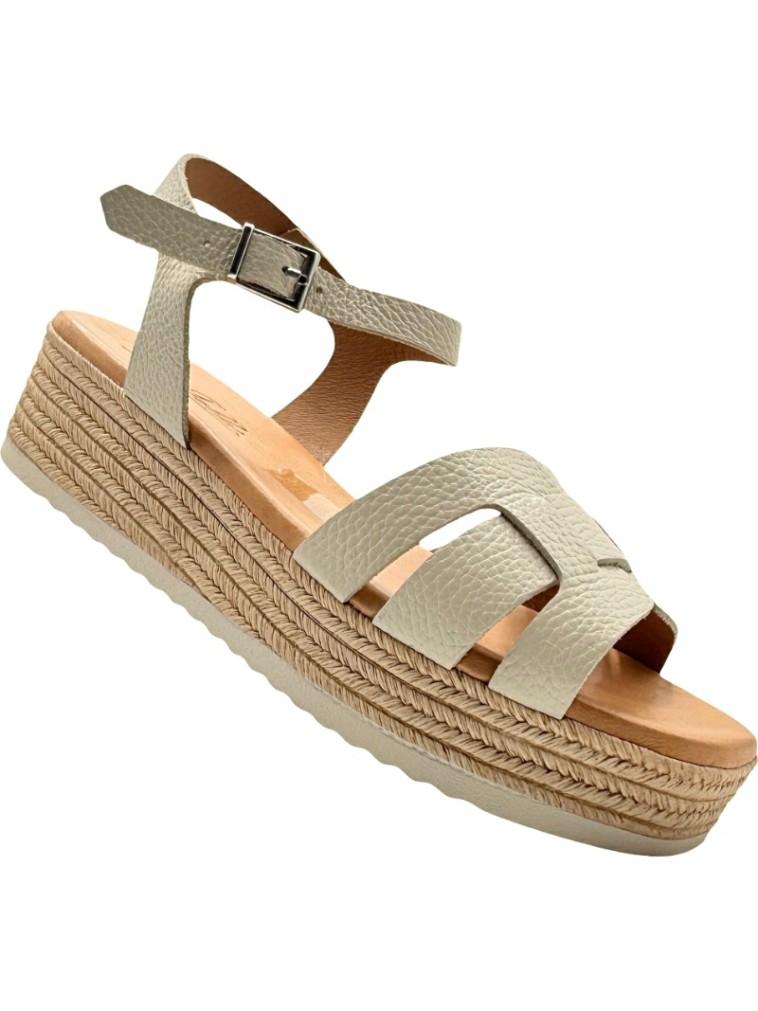 Sandalias con bandas de Piel y Plataforma de Yute 2