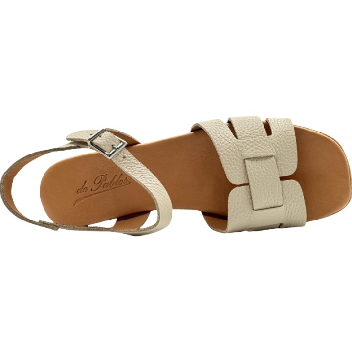 Sandalias con bandas de Piel y Plataforma de Yute