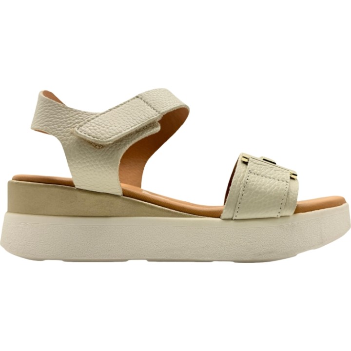 Sandalias de Piel con Plataforma y adorno de oro