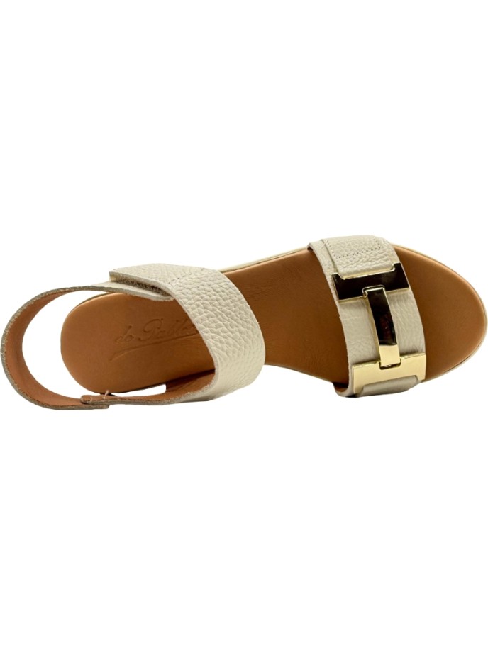 Sandalias de Piel con Plataforma y adorno de oro