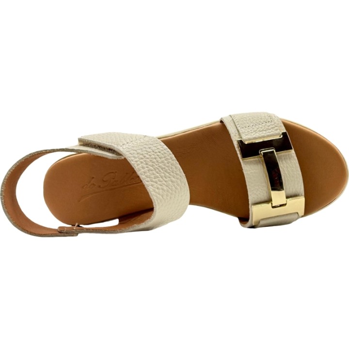 Sandalias de Piel con Plataforma y adorno de oro