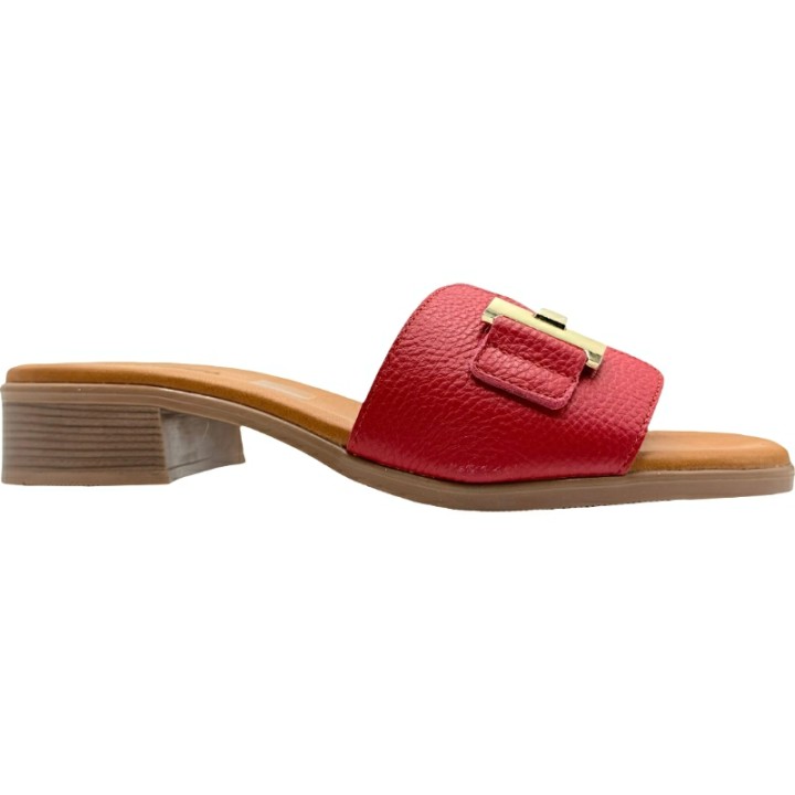 Sandalia Slipper Tacón Piel Hebilla De Pablos