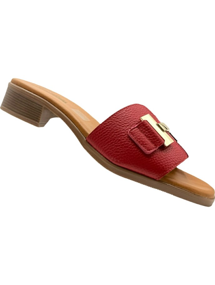 Sandalia Slipper Tacón Piel Hebilla De Pablos