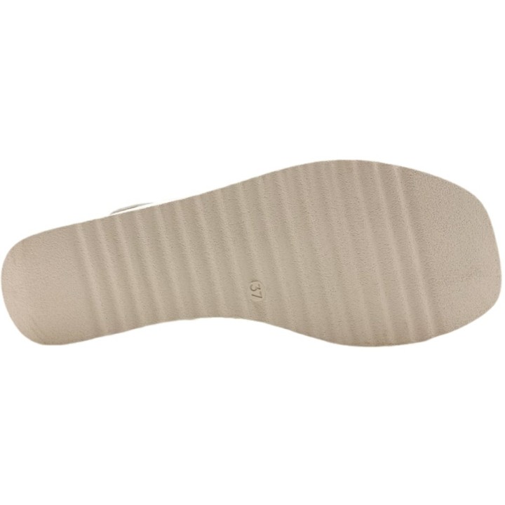 Sandalias de piel con cuña de yute para mujer