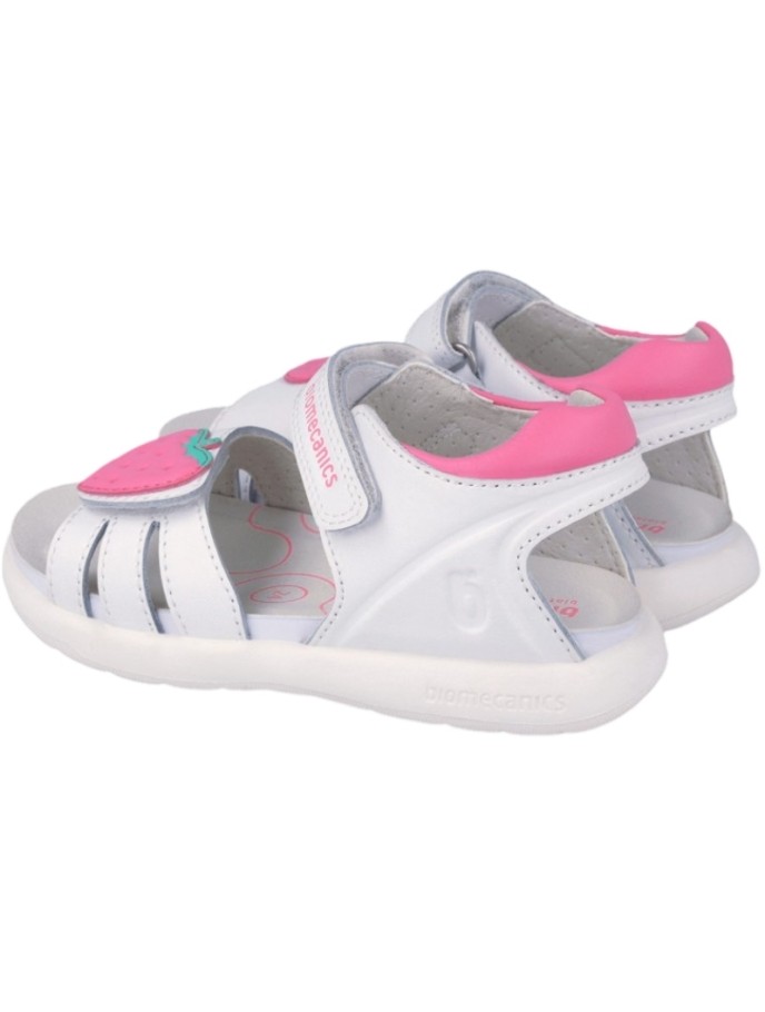 Sandalias Velcros Piel Fresa Niñas Biomecanics