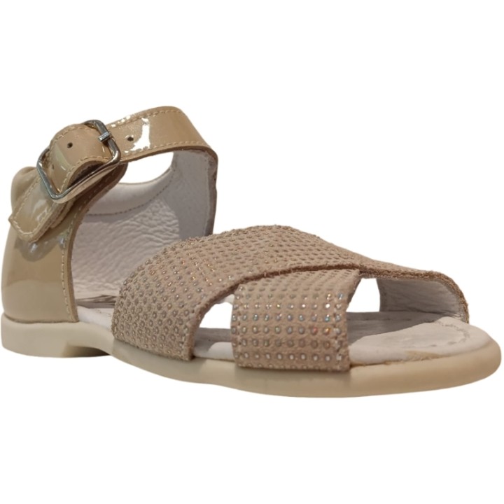 Sandalias de Piel Charol Beige para bebé Puppets